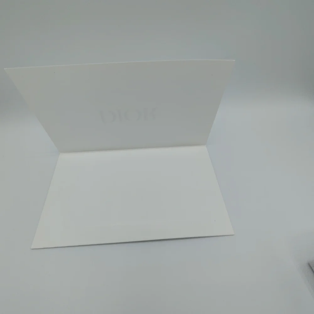 Dior Textured White Gift Box & Card Gold Logo 5x5 Hard Box Case Packaging NWOT